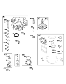 Crankcase Cover/Sump Group Diagram and Parts List for 44N677-0062-B5 400000 - 699999 Briggs and Stratton Engine